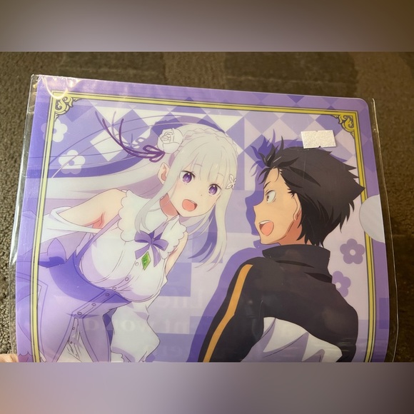 Re:Zero Emilia & Subaru Clear File Folder Plastic Anime Japan Exclusive Official - Picture 3 of 6